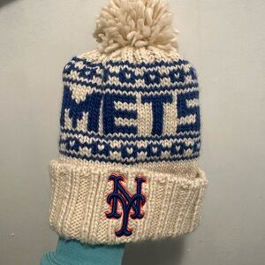 New York Mets Cream and Blue Knitted Beanie